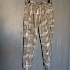 Plaid business casual work pants with pockets